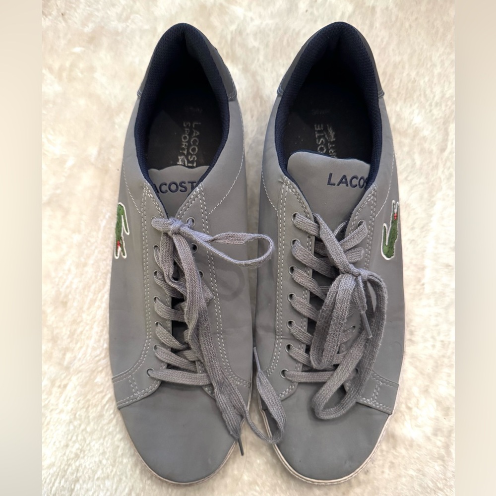 Lacoste Mens canvas Shoes Gray Tennis shoes Sz 12 preppy - Picture 6 of 9